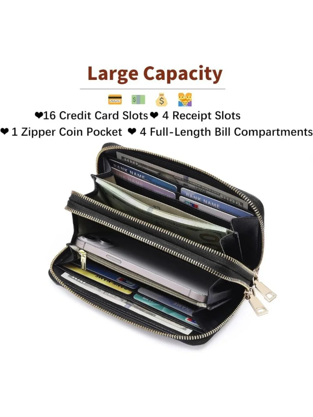 Stylish Women's RFID Blocking Leather Wristlet Wallet - Secure & Chic Accessory